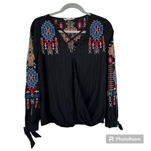 Savanna Jane Womens Top SZ M Embroidered Boho Western Festival Artisan Southwest